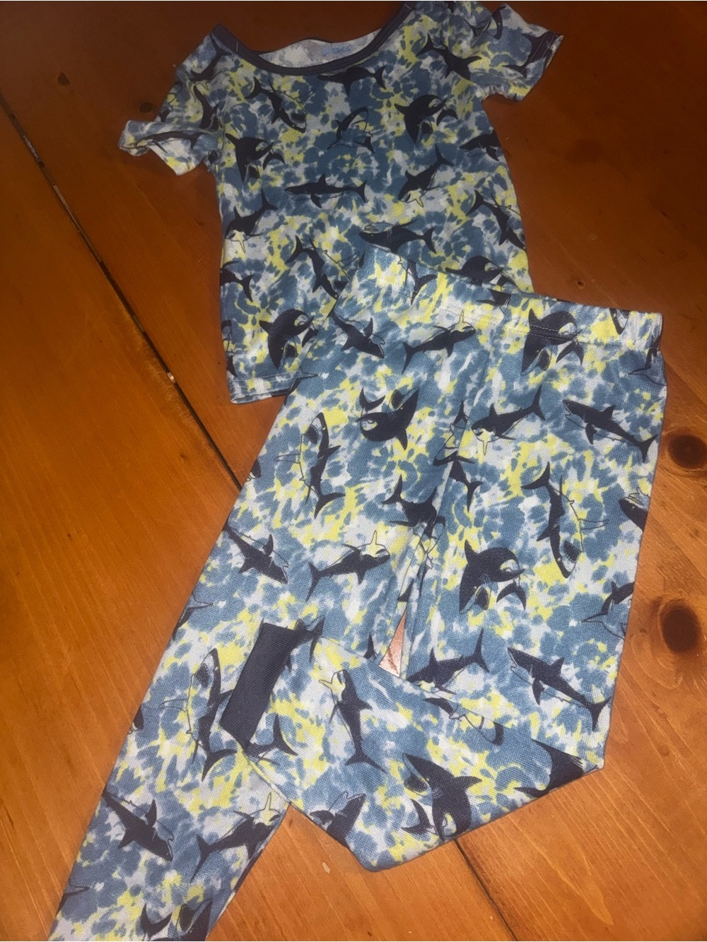 Kidgets Blue Yellow Shark Print Kids Pajama Set